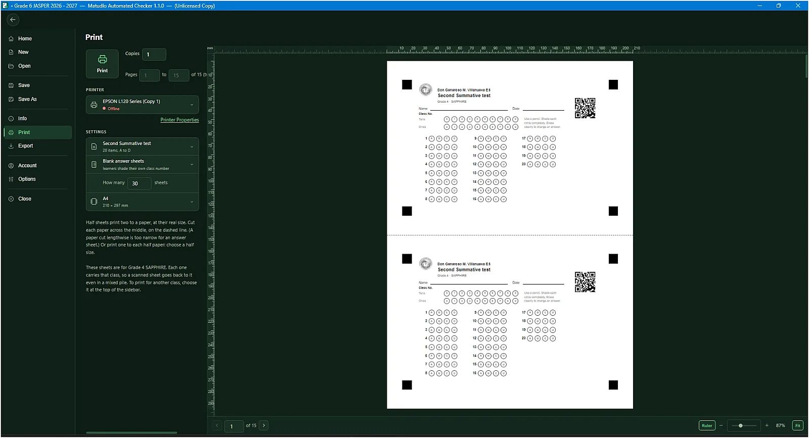 Print Studio: Generate, preview, and batch-print custom answer sheets with built-in QR tracking and smart 2-up layouts.