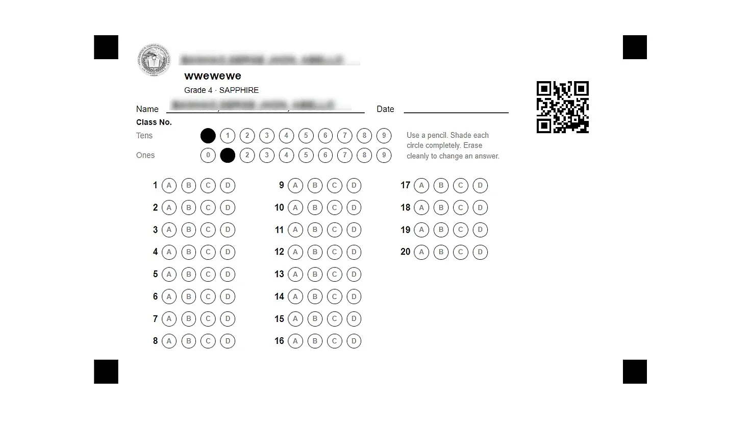 With printable bubble sheet